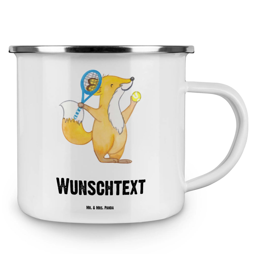 Spersonalizowany kubek emaliowany lis grać w tenisa Prezent, Sport, Dyscyplina sportowa, Hobby, Darować, Dziękuję, Dzięki, Wyróżnienie, Wygrana, Sportowiec