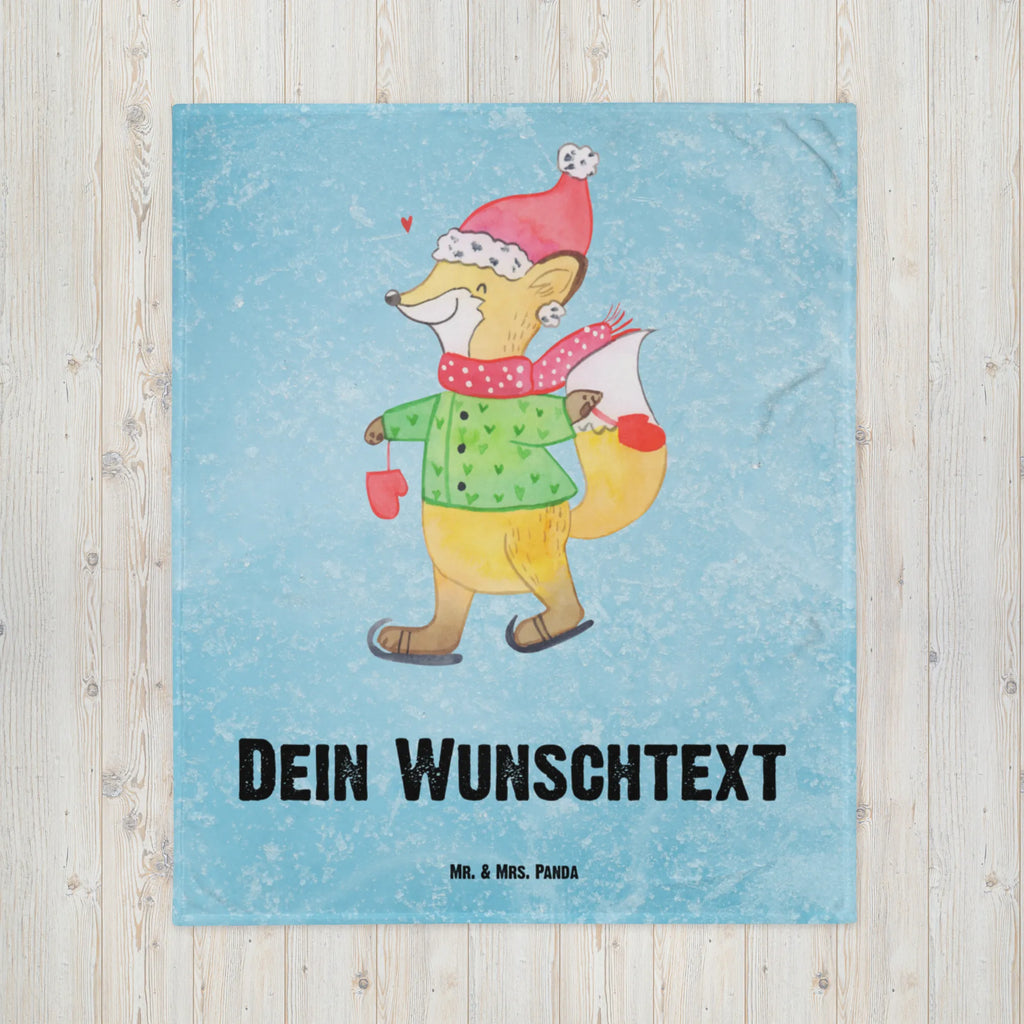 Kocyk dla niemowląt z imieniem lis łyżwy Zima, Boże Narodzenie, dekoracje świąteczne, Mikołaj, Adwent, Wigilia, zimowy motyw