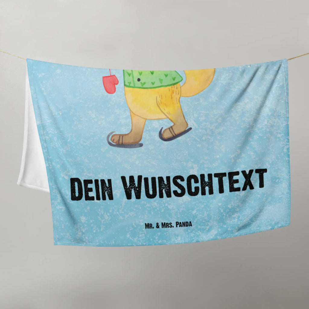 Kocyk dla niemowląt z imieniem lis łyżwy Zima, Boże Narodzenie, dekoracje świąteczne, Mikołaj, Adwent, Wigilia, zimowy motyw