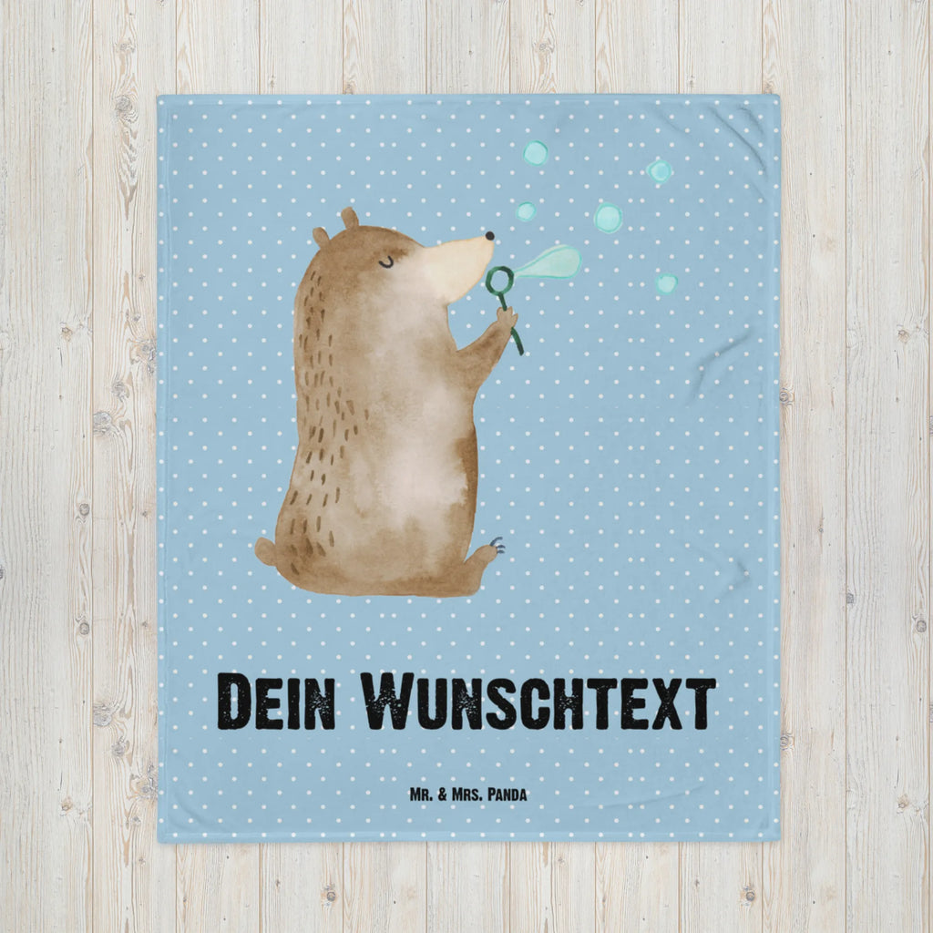 Baby blanket with name bear soap bubbles bear, teddy, teddy bear, cuddly toy, Soap Bubbles Bear Funny Being Happy Sad Happy