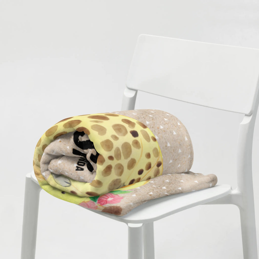 Baby blanket with name giraffe flower wreath Africa, friend, adventurer, wreath of flowers, self-love, giraffe