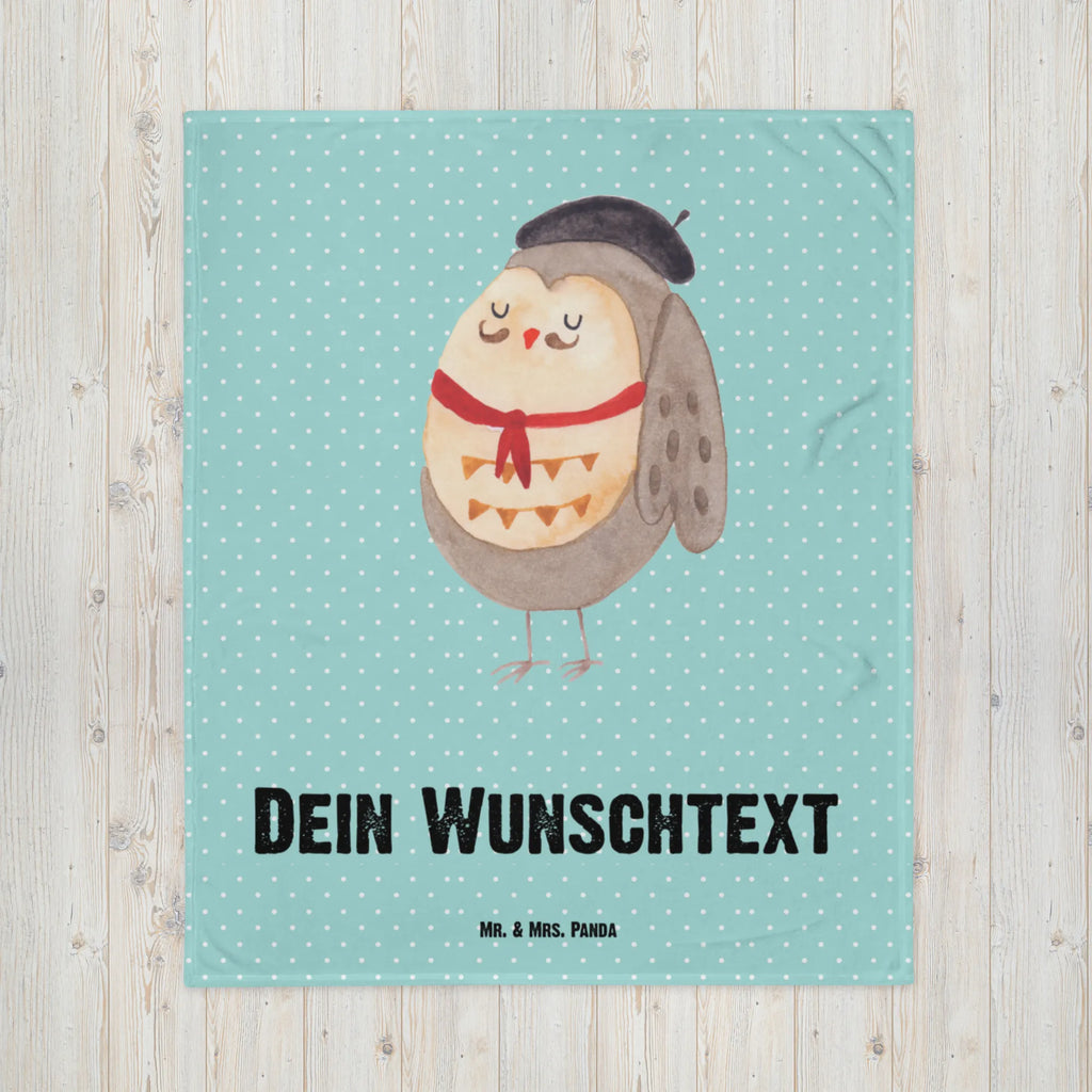 Baby blanket with name Owl France owl, forest animal, bird, nocturnal, gift ideas, birthday present, illustrated, funny, romantic gift, owl decor, hibou, Owls, Owl, Say French, Life is beautiful, Say beautiful, La vie est belle, Owl decoration, France