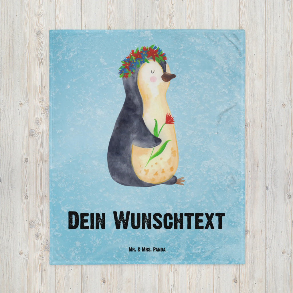 Kocyk dla niemowląt z imieniem pingwin kwiaty Pinguin