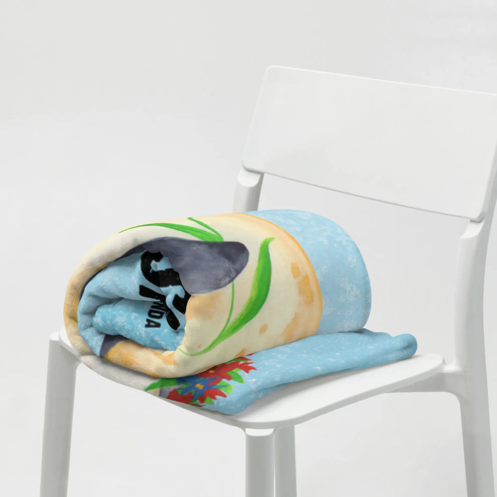 Kocyk dla niemowląt z imieniem pingwin kwiaty Pinguin