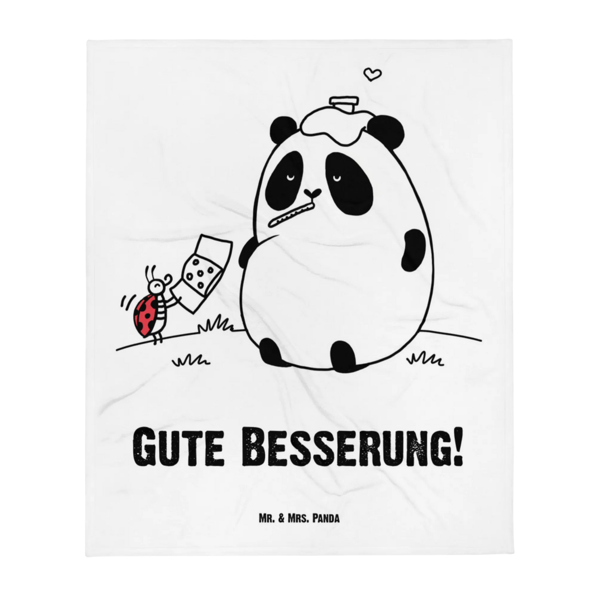 Babydecke Panda Gute Besserung Fleecedecke, Erstlingsdecke, Kuschelplaid, Kinderwagendecke, Kinderdecke, Babybettdecke, Babydecke, Schlummerdecke, Plaid, Schmusedecke