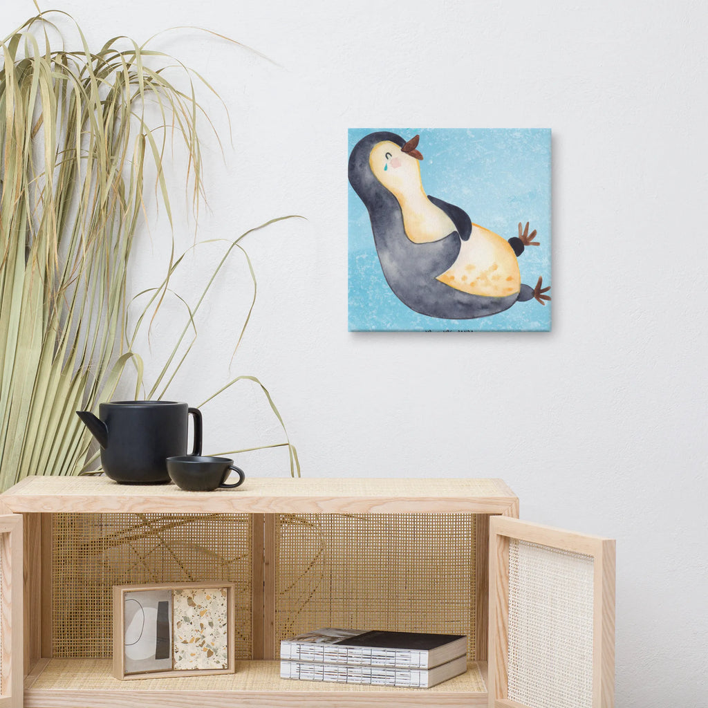 Canvas picture Penguin Laugh Dekoration, Kunstdruck, Bild, Wanddeko, Leinwand, Pinguin, Pinguine, lustiger Spruch, Lachen, Fröhlichkeit, Fröhlich, Optimismus, Humor
