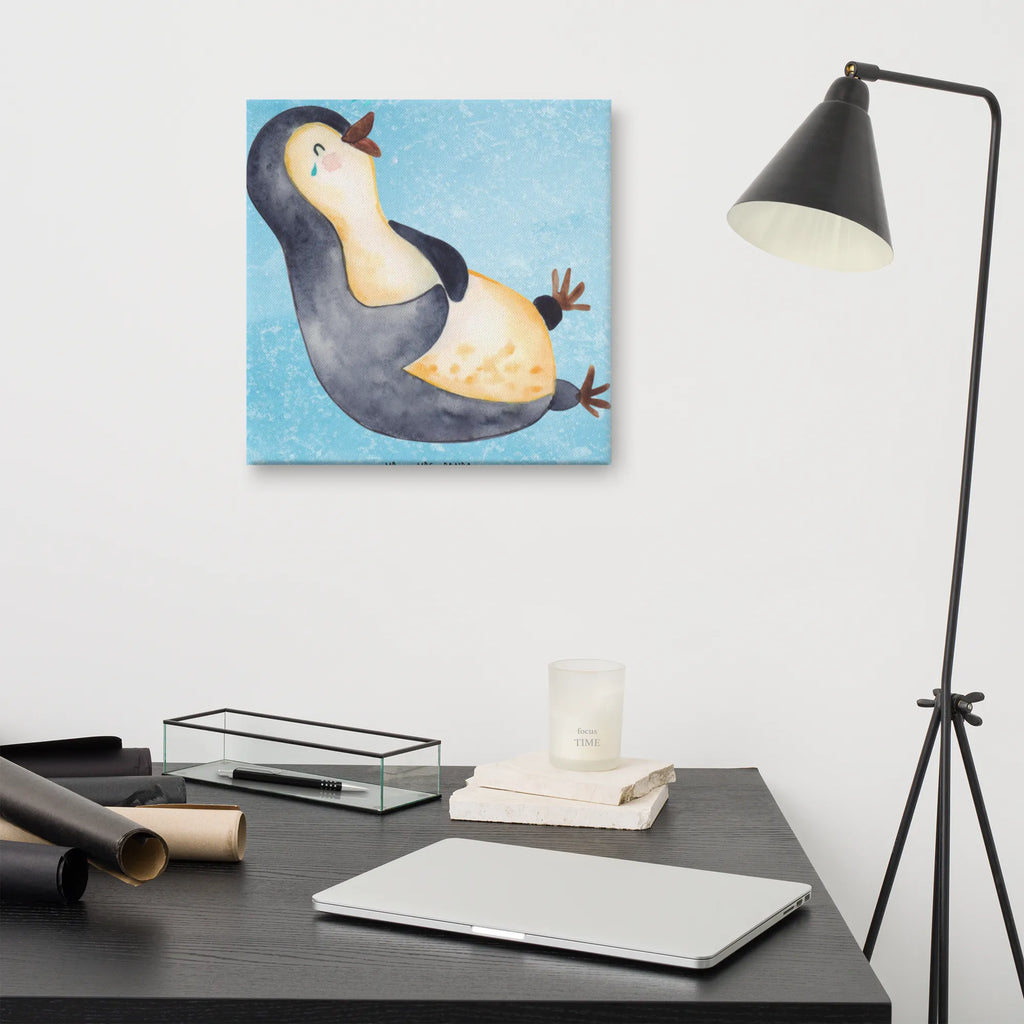 Canvas picture Penguin Laugh Dekoration, Kunstdruck, Bild, Wanddeko, Leinwand, Pinguin, Pinguine, lustiger Spruch, Lachen, Fröhlichkeit, Fröhlich, Optimismus, Humor