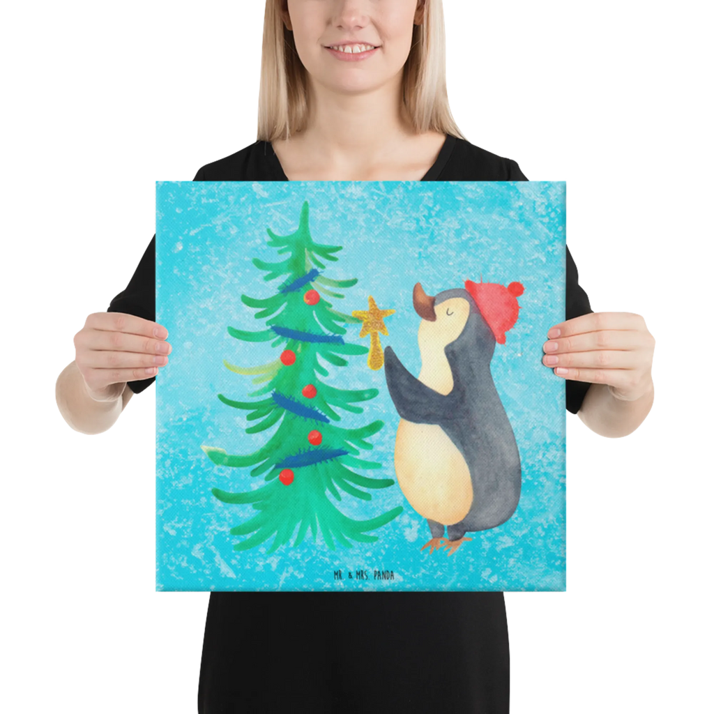 Leinwand Bild Pinguin Weihnachtsbaum Kunstdruck, Leinwand, Weihnachten, Winter, Wintermotiv, Heiligabend, Advent, Nikolaus, Weihnachtsdeko, Pinguin