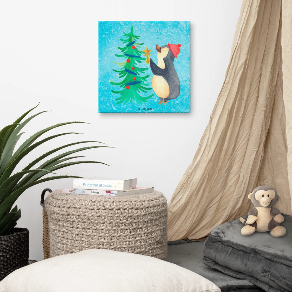 Leinwand Bild Pinguin Weihnachtsbaum Kunstdruck, Leinwand, Weihnachten, Winter, Wintermotiv, Heiligabend, Advent, Nikolaus, Weihnachtsdeko, Pinguin