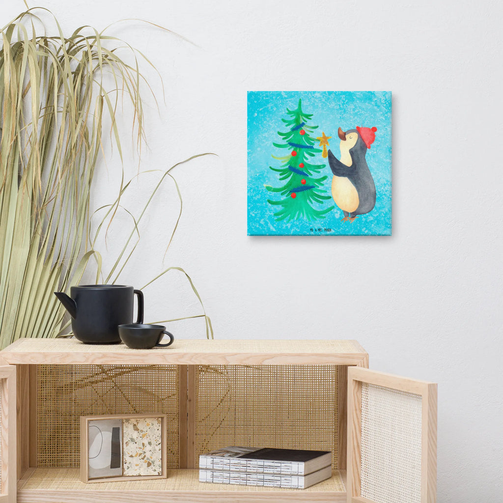 Leinwand Bild Pinguin Weihnachtsbaum Kunstdruck, Leinwand, Weihnachten, Winter, Wintermotiv, Heiligabend, Advent, Nikolaus, Weihnachtsdeko, Pinguin