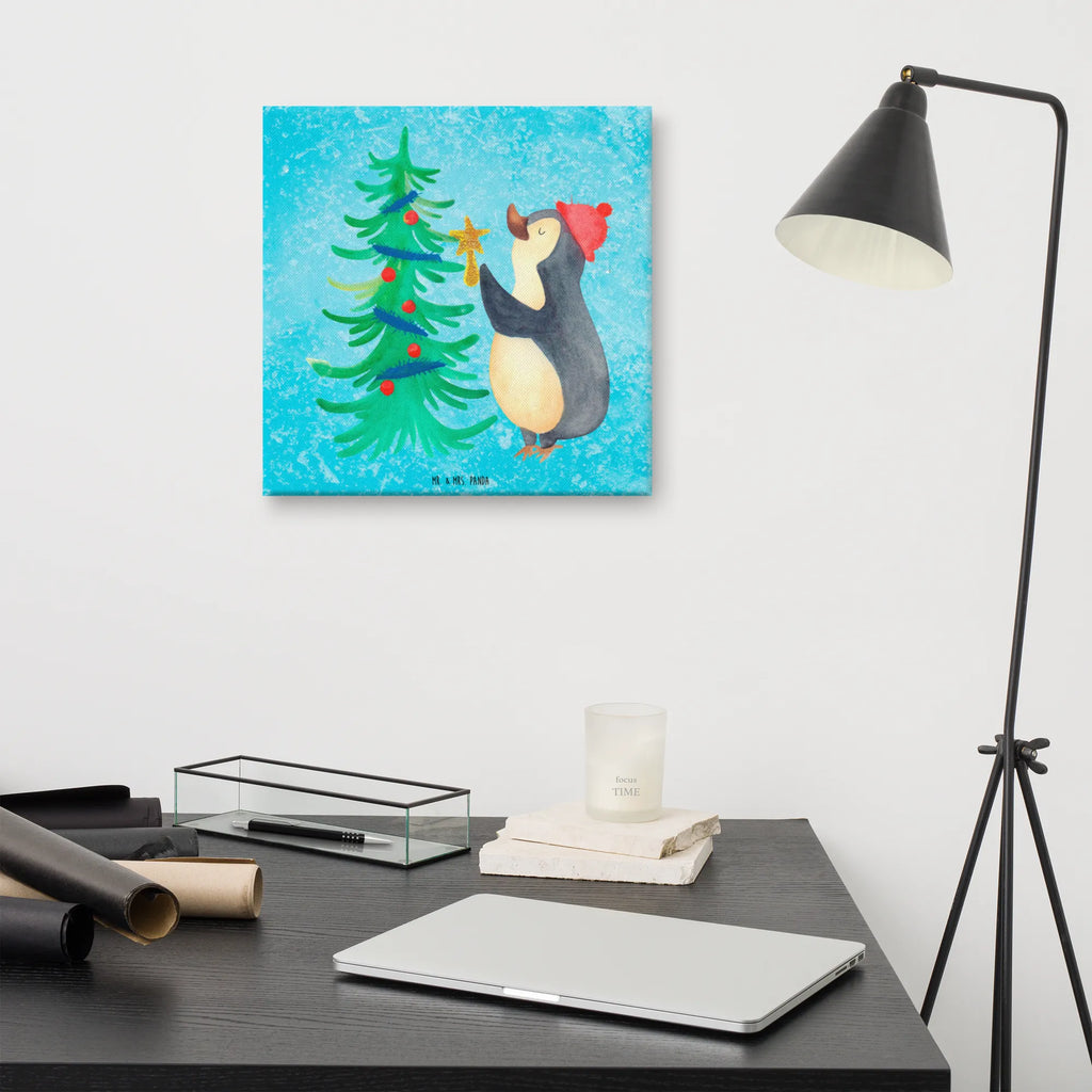 Leinwand Bild Pinguin Weihnachtsbaum Kunstdruck, Leinwand, Weihnachten, Winter, Wintermotiv, Heiligabend, Advent, Nikolaus, Weihnachtsdeko, Pinguin