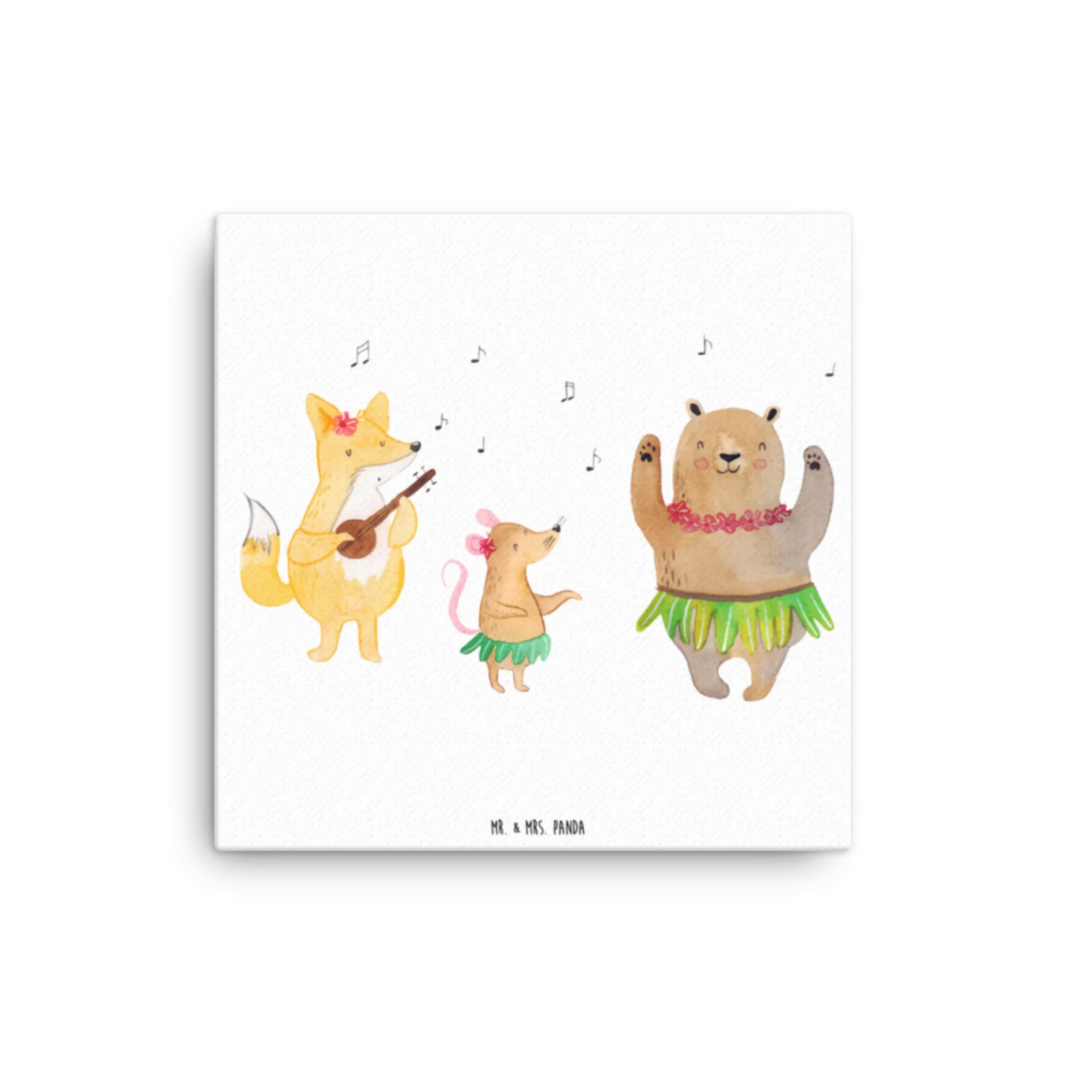 Leinwand Bild Waldtiere Aloha Kunstdruck, Leinwand, Lustige Sprüche, Tiere, Tiermotive, Gute Laune, Waldtiere, Aloha, Tanzen, Hase, Bär, Igel, Musik, Leben, Lachen, Wald