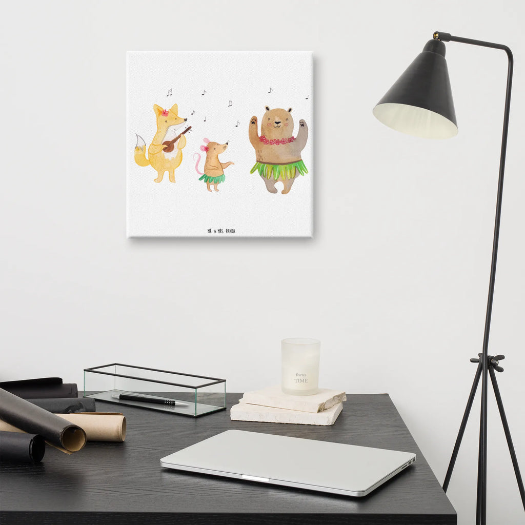 Canvas picture forest animals Aloha Kunstdruck, Leinwand, Lustige Sprüche, Tiere, Tiermotive, Gute Laune, Waldtiere, Aloha, Tanzen, Hase, Bär, Igel, Musik, Leben, Lachen, Wald