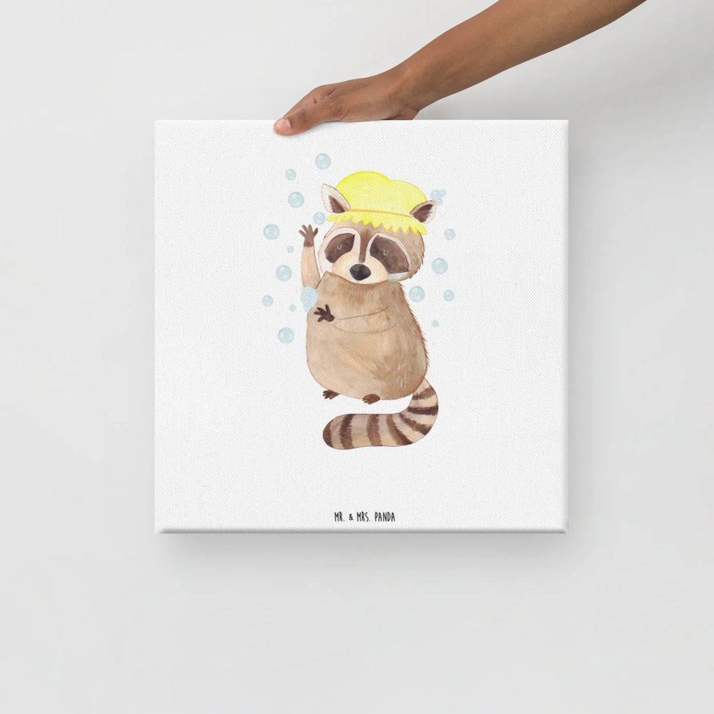 Canvas picture Raccoon Wanddeko, Bild, Kunstdruck, Dekoration, Leinwand, Tiermotive, Gute Laune, lustige Sprüche, Tiere, Plan, waschen, Tagträumen, Fröhlich, Seifenblasen, Waschbär