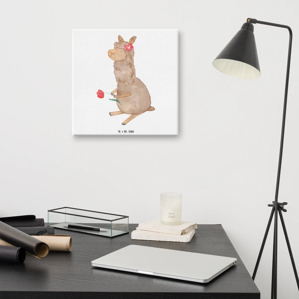 Canvas picture alpaca flower Kunstdruck, Leinwand, Lama, Alpaka, Alpaka Witz, Alpaka Spruch, Blume, Lamas, Alpaka Geschenk, Alpaka Dekoration, Alpaka Zitat, Motiv Alpaka, Alpaka Dekor