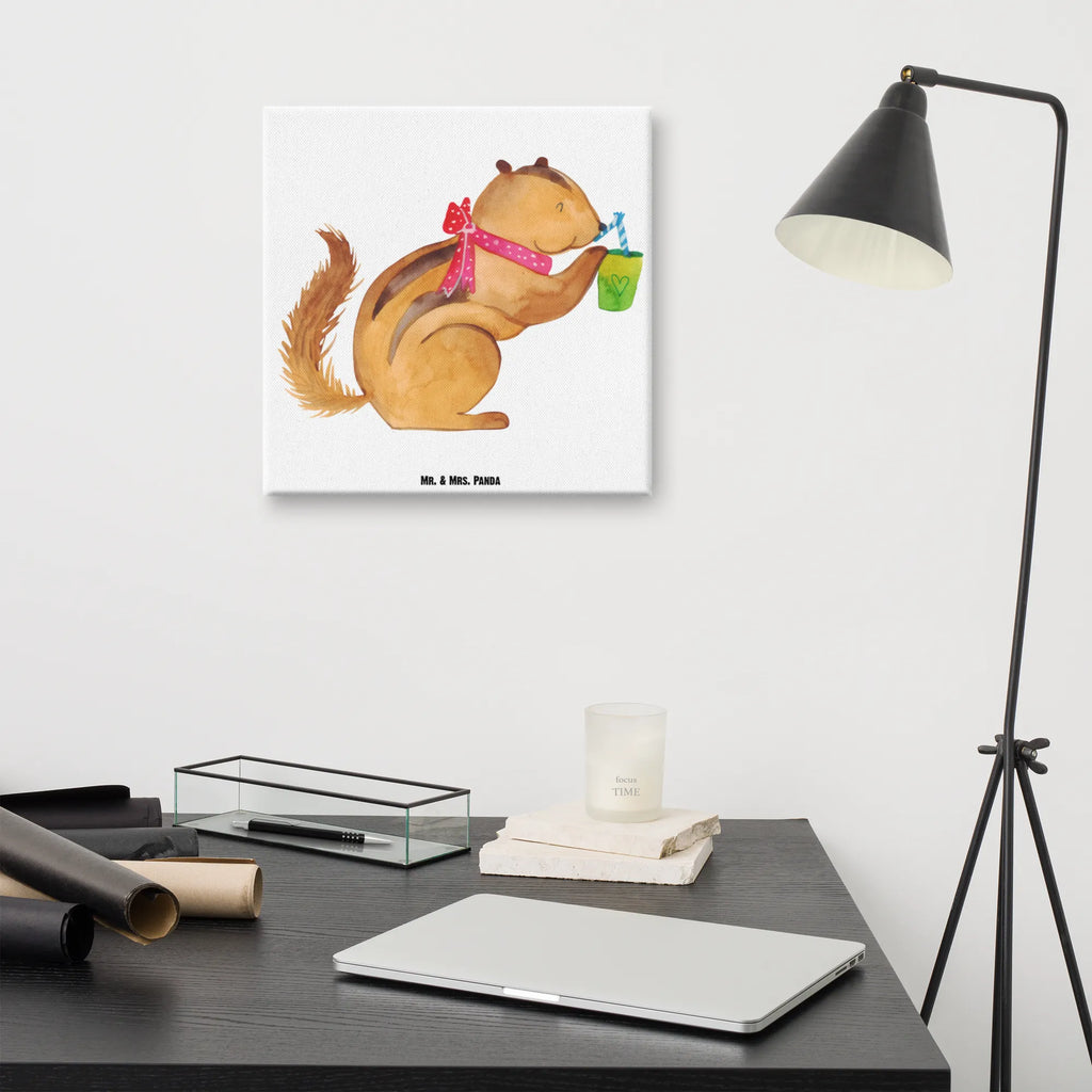 Canvas picture Squirrel smoothies Leinwand, Kunstdruck, Lustige Sprüche, Tiere, Tiermotive, Gute Laune, Streifenhörnchen, Green Smoothies, Diät, Abnehmen, Eichhörnchen