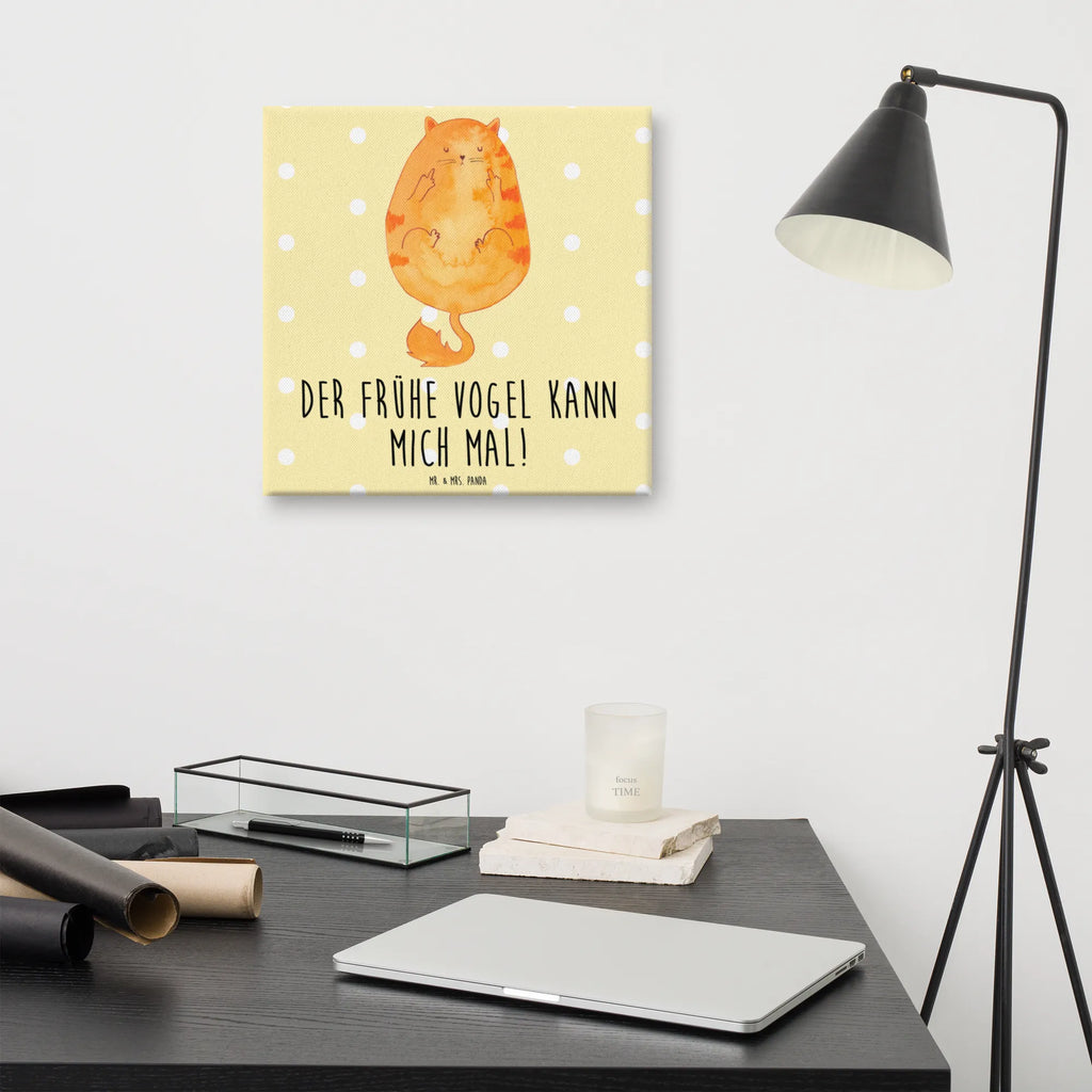 Canvas picture Cat Early riser Leinwand, Kunstdruck, Katzenfan, Katzendeko, Katze, Katzenfreund, Katzenliebhaber, Katzenprodukte, Katzenartikel, Katzenaccessoires, Katzensouvenirs, Katzenliebhaberprodukte, Katzenmotive, Katzenmotiv, Mietze, Kater, Morgenmuffel, Frühaufsteher, Katzen, Kaffee, Der Frühe Vogel Kann Mich Mal