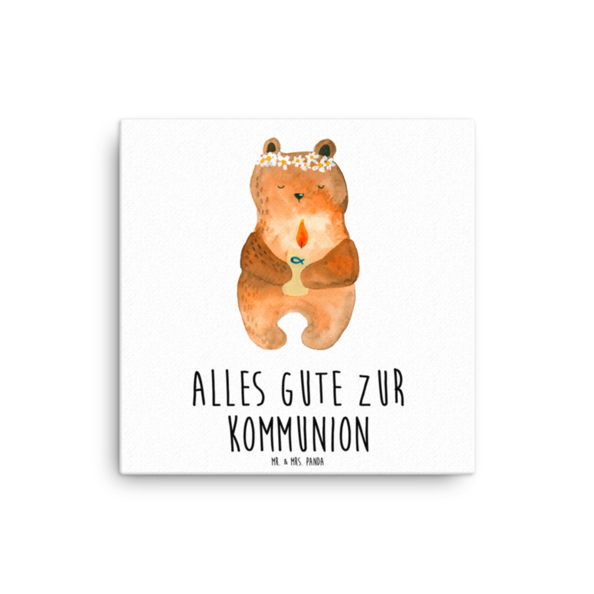 Leinwand Bild Bär Kommunion Kunstdruck, Leinwand, Teddy, Bär, Teddybär, Taufkerze, Gottes Segen, Kommunion, Katholisch