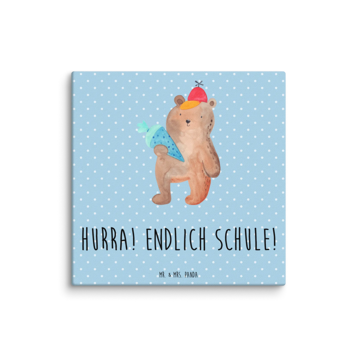 Canvas picture bear School cone Leinwand, Kunstdruck, Bär, Teddybär, Teddy, Grundschule, Erster Schultag Geschenk, Einschulung Geschenk, Schule Geschenk, Schultüte, Bär Motiv, Schulanfang, Schulbeginn