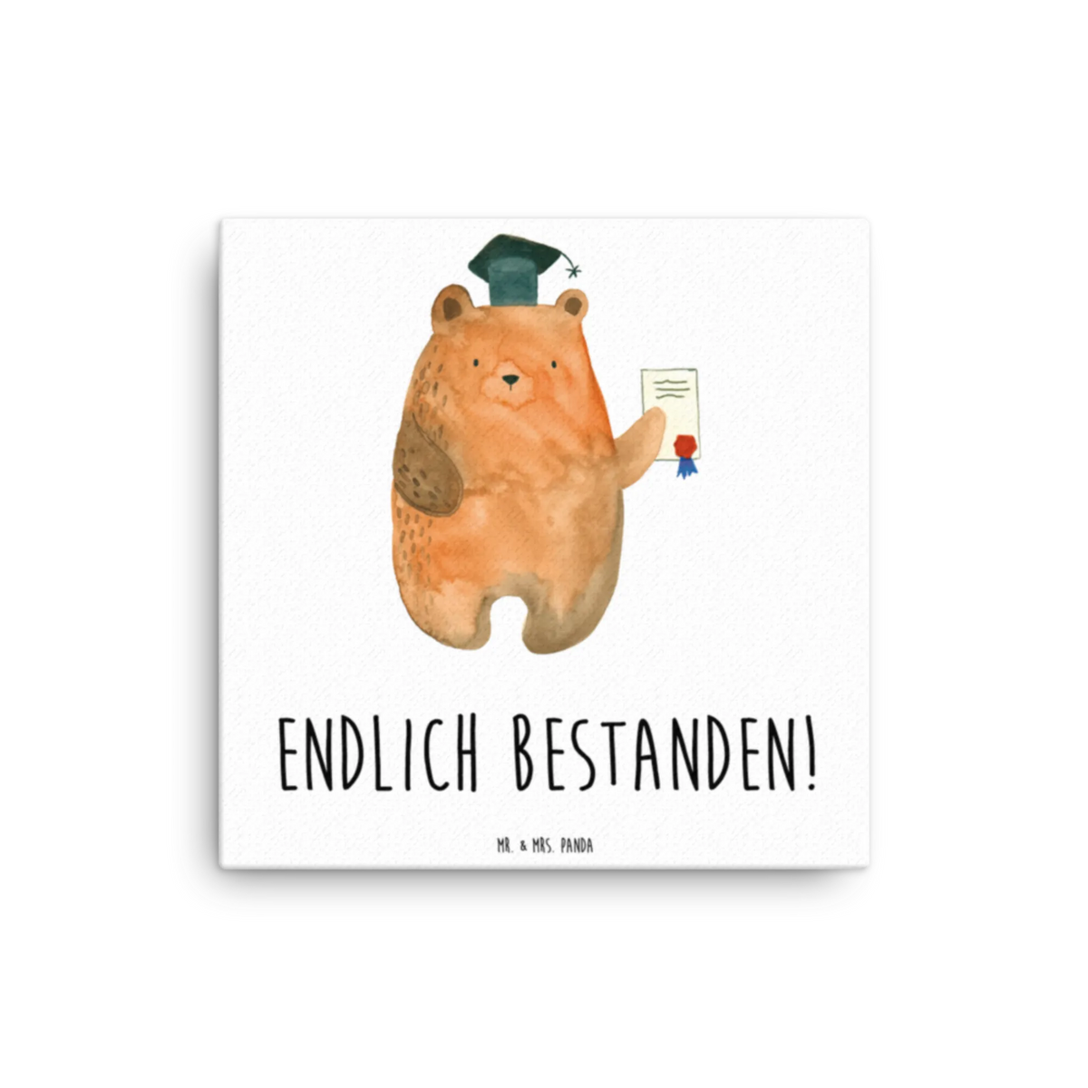 Canvas picture bear Test teddy bear, cuddly toy, examinations, examination passed, diploma, certificate, degree