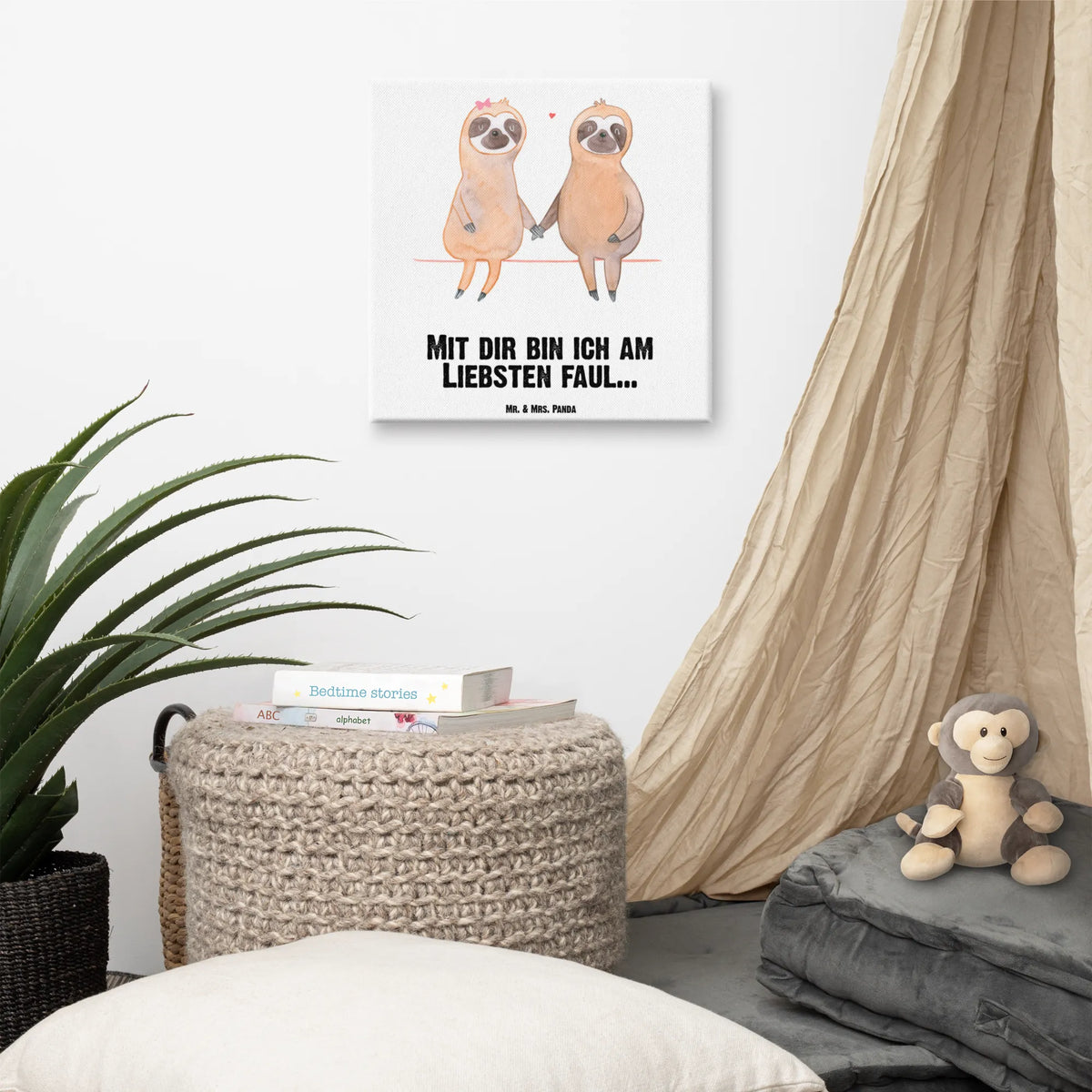 Canvas picture sloth pair Leinwand, Kunstdruck, Faultier, Faultier Deko, Faultier Geschenk, faul, Lieblingstier, Faultierpärchen, Faultierliebe, Liebespaar, Verlobt, Gemeinsam, Verliebt, Faultiere, Langsamkeit, Beziehung, Liebe, Pärchen, Relaxen