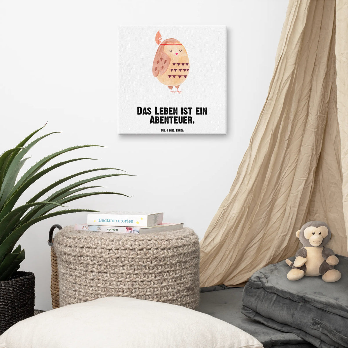 Leinwand Bild Eule Federschmuck Leinwand, Kunstdruck, Eule, Eule Deko, Federschmuck, Owl, Dekoration, Reisespruch, Das Leben Ist Ein Abenteuer