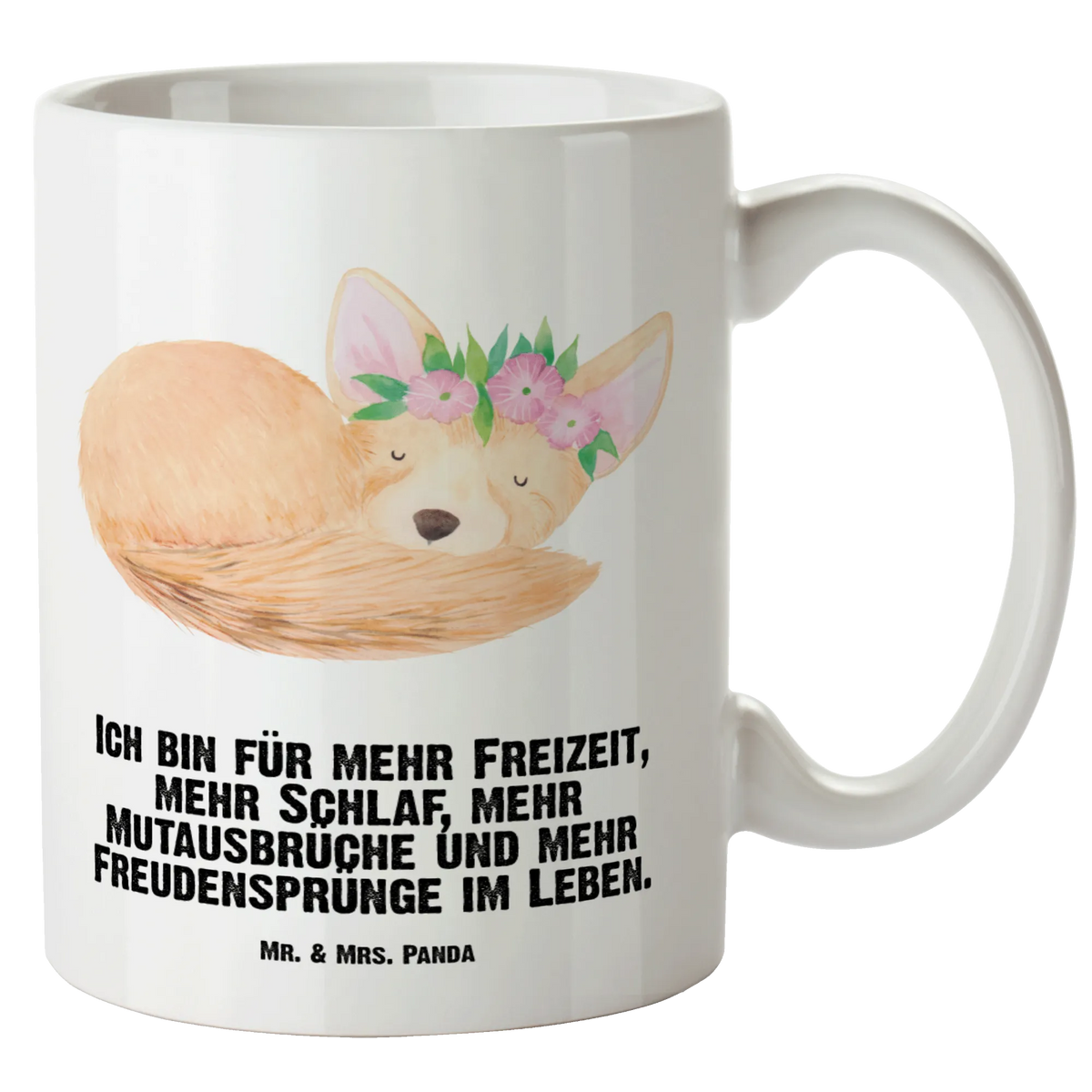 XL Tasse Wüstenfuchs Blumen hochwertige tasse, tasse mit henkel, Keramiktasse, Henkeltasse, Teepott, großer kaffeepott, XL Tasse, großer becher, Teetasse XL, jumbotasse, Jumbo Tasse, Tasse Extra Groß, Kaffeepott, Große Tasse Mit Henkel, Pott, Mega Tasse, Kaffeetasse XL, Große Keramiktasse, Riesenkaffeetasse, steingut tasse, Teebecher, Haferl, Große Tasse, Becher XL, Riesentasse, weisse tasse, Große Teetasse, Keramikbecher, Henkelbecher, Wildtiere, Afrika, Wüstenfuchs, Blumenkranz, Blumen, Glücklich, Wüste