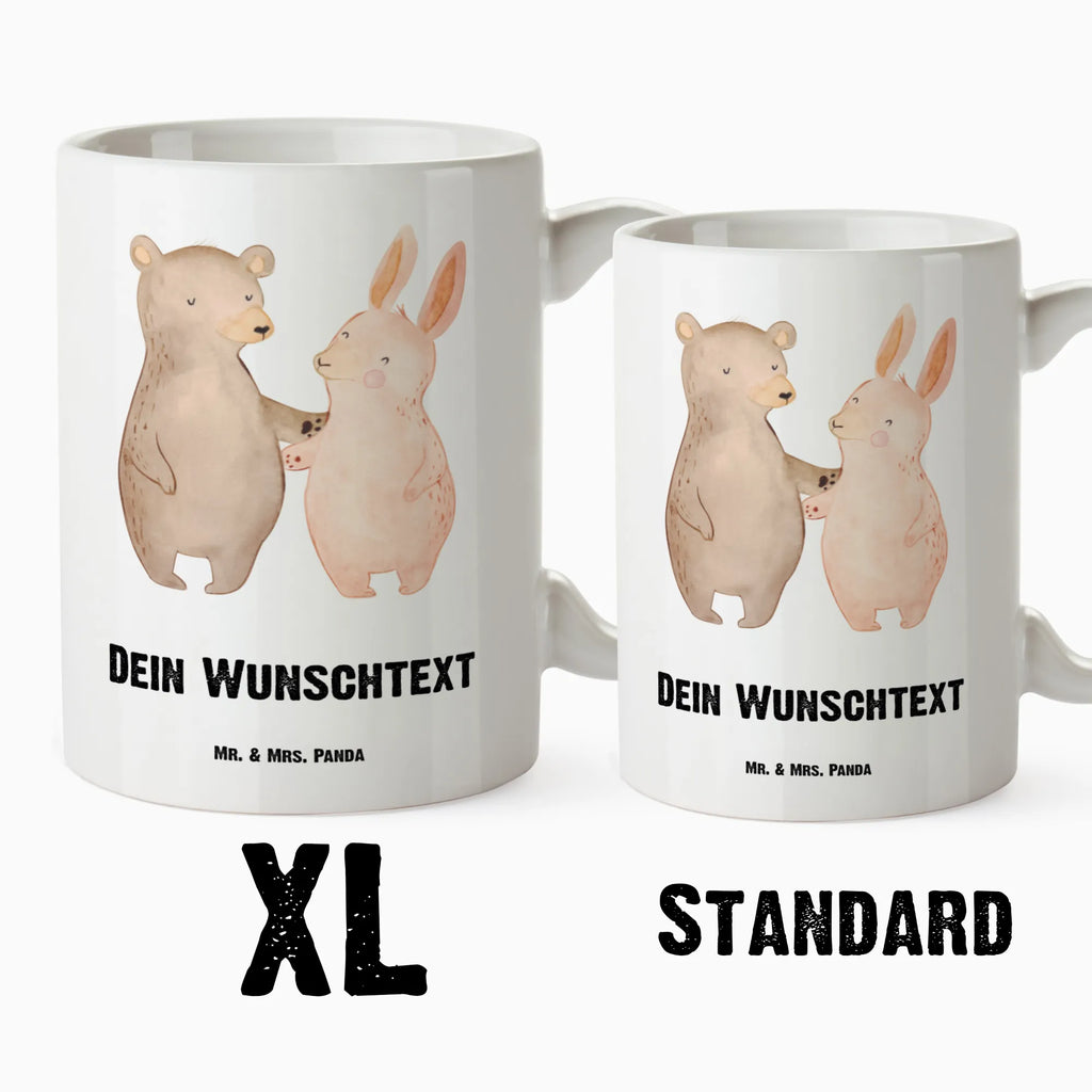 Personalised XL cup bear and rabbit Embrace Love, Loving, Two, Together, Marriage, Engagement, Proposal of marriage, Love gift, gift for her, gift for him, anniversary gift, best friends, friends, bear, rabbit, best friend