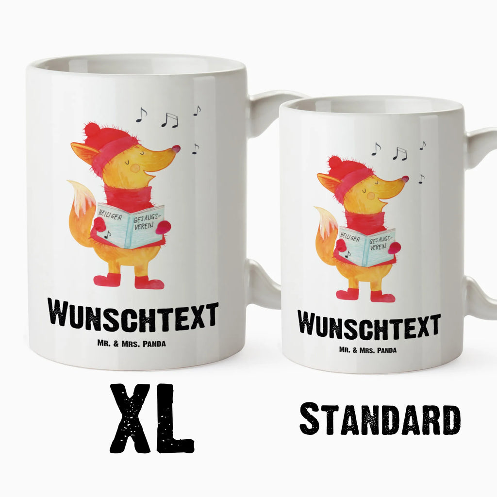 Personalised XL cup Fox Singer Winter, Christmas, Christmas time, snow