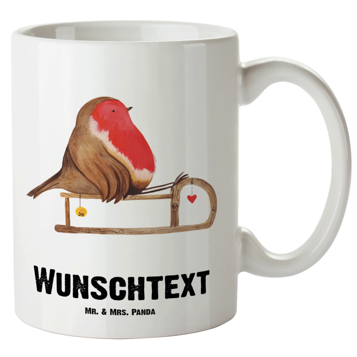 Personalised XL cup robin Sleds Winter, Christmas, Christmas time, snow, bird, sleigh