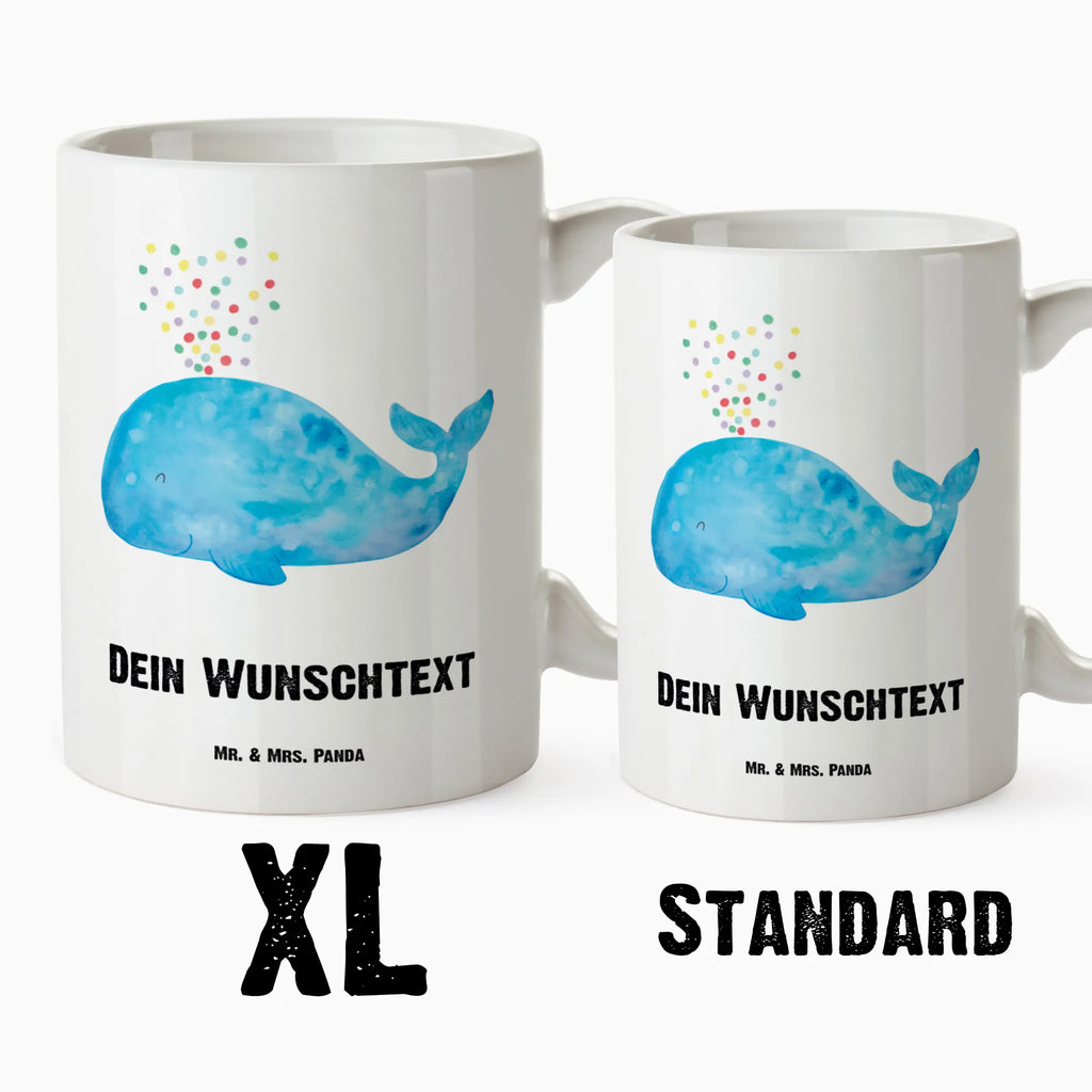 Personalizowany XL kubek wieloryb konfetti Zwierzeta morskie, Morze, Wakacje