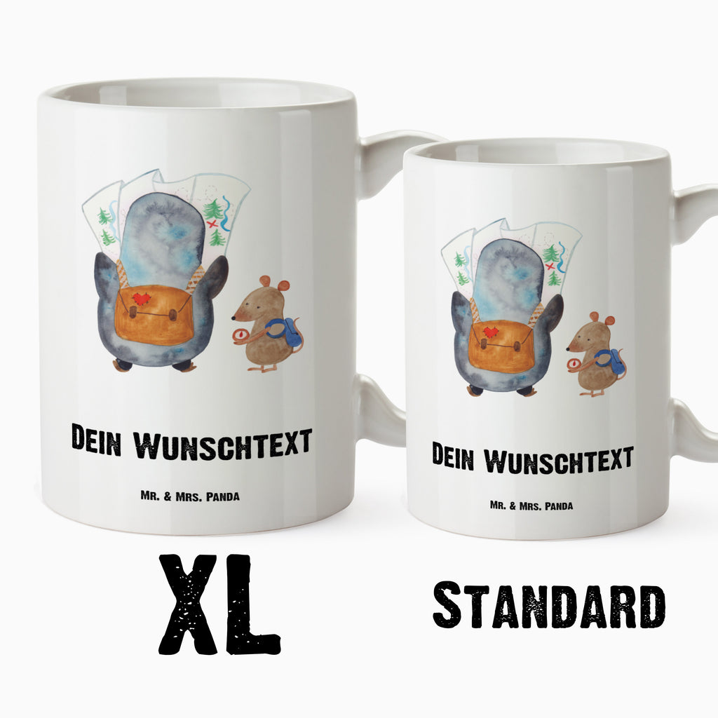 Personalised XL cup Penguin & Mouse Hiker Penguin, North Pole, Winter, Penguins, excursion, penguins, penguin, road trip, wanderlust, adventurer, hiking, adventure