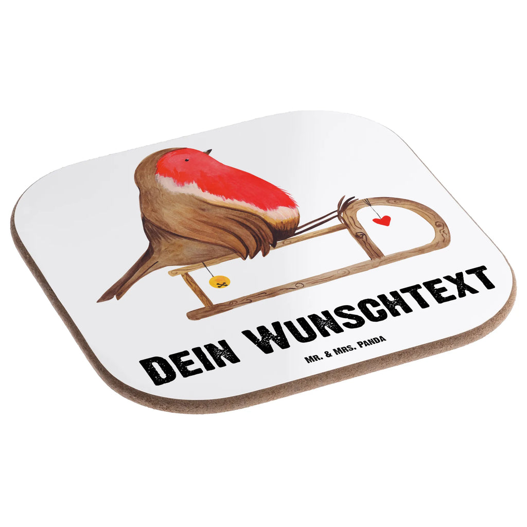 Personalised coaster robin Sleds Winter, Christmas, Christmas time, snow, bird, sleigh