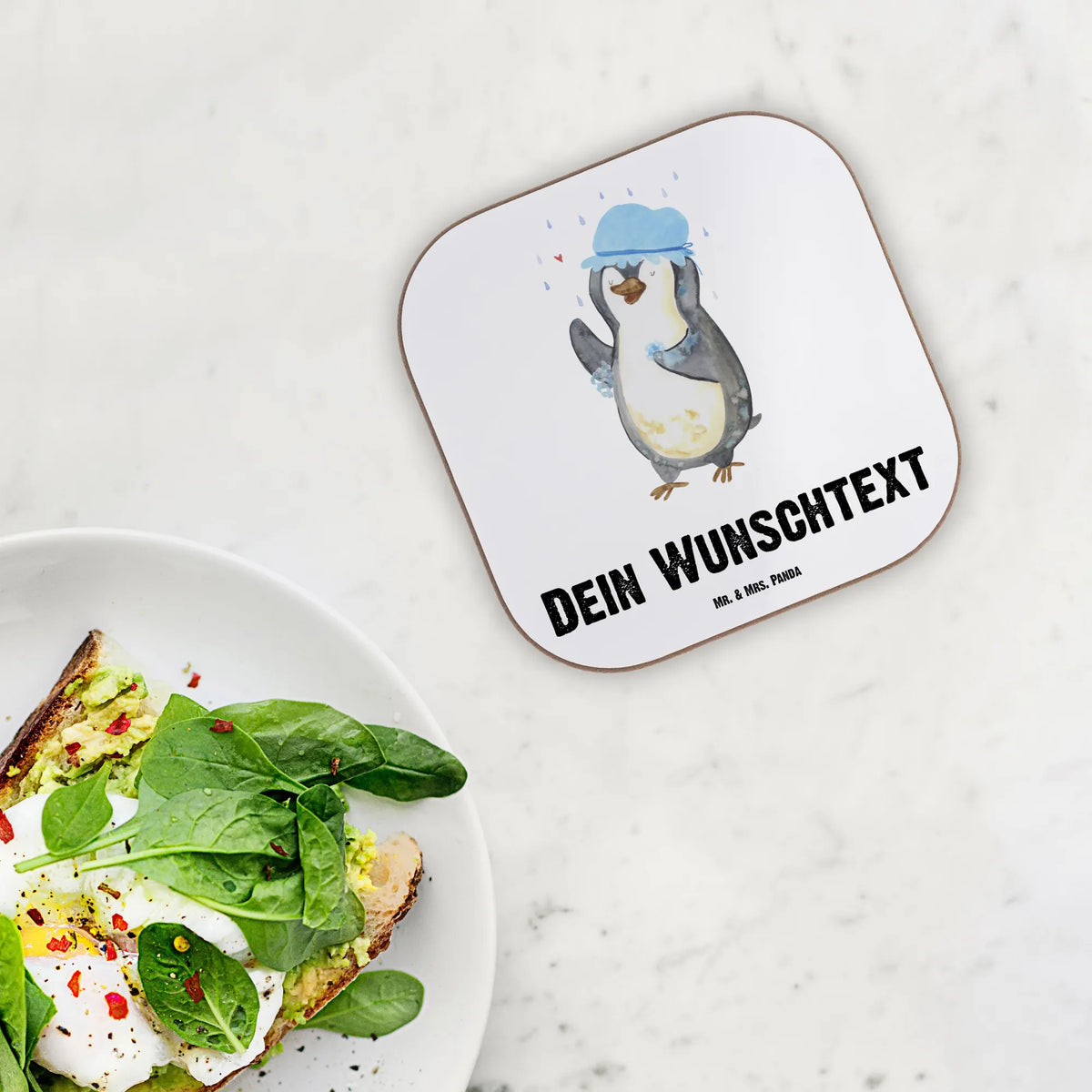 Personalised coaster Penguin have a shower Penguin, North Pole, Winter, Penguins, shower, life motto, being happy, motivation, new start, new beginning, penguins