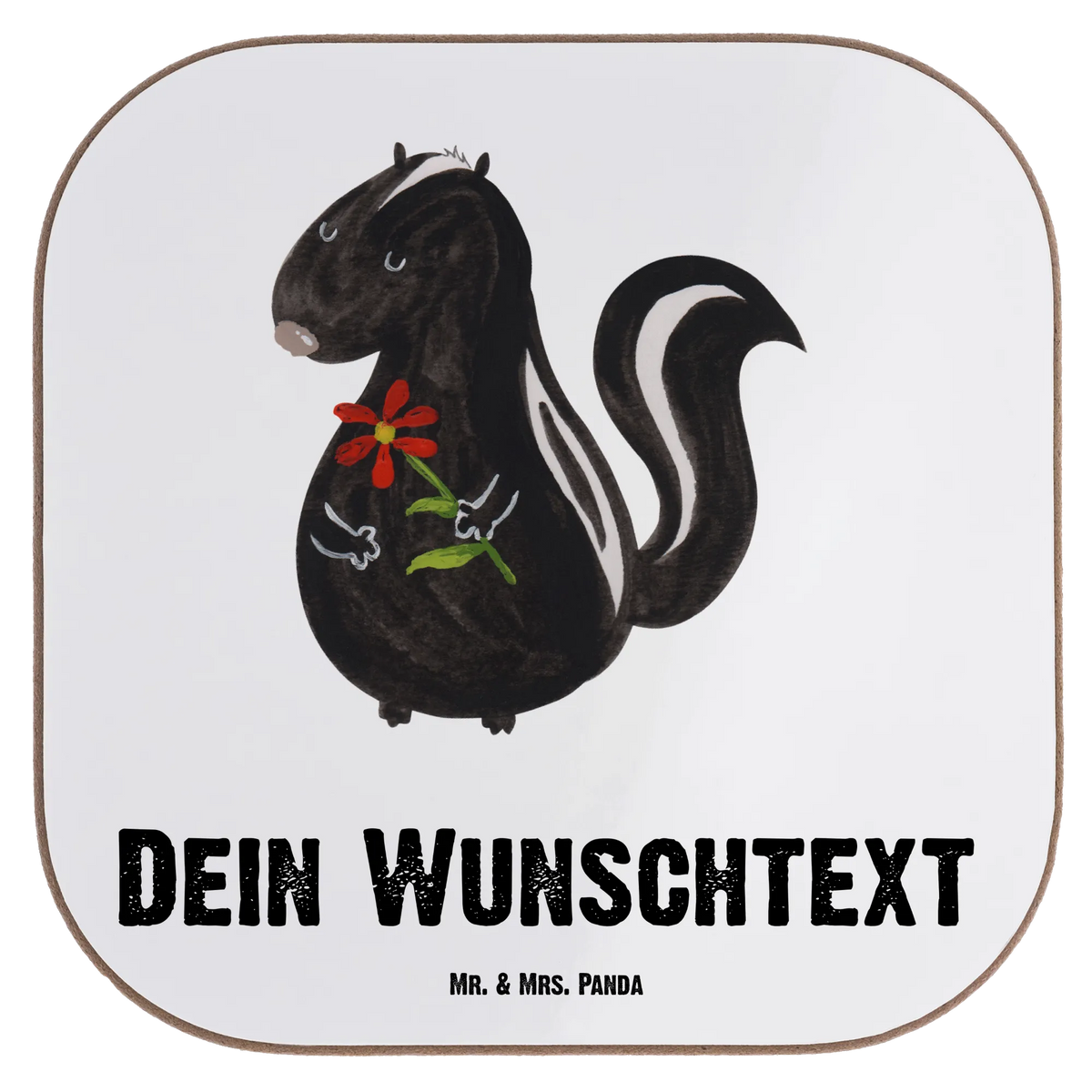Personalised coaster skunk flower wild animal, stink, dreamy, predator, daydreamer