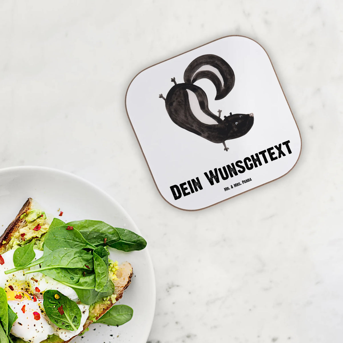 Personalised coaster skunk handstand Skunk, skunk, playground, stink, child, predator, wild animal, playful