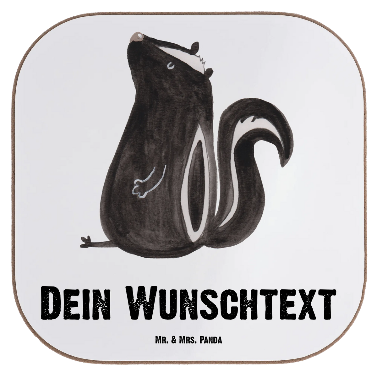 Personalised coaster skunk Sit predator, wild animal, know-it-all, stinky, law