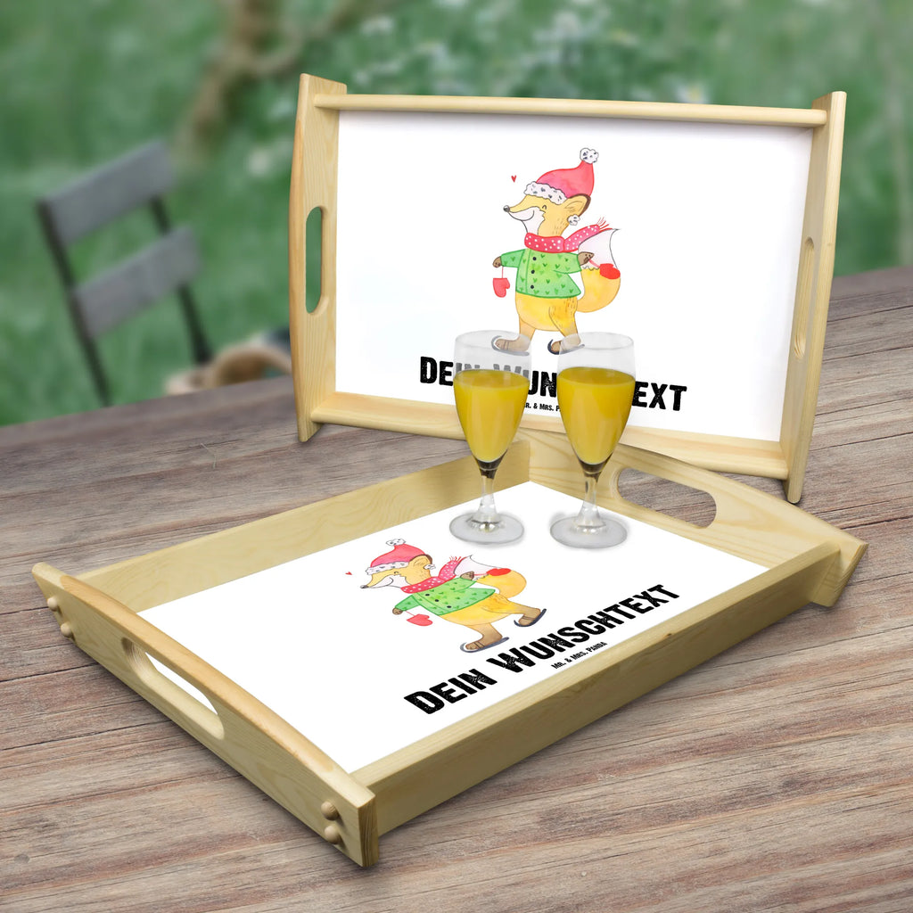 Personalised serving tray Fox skates Winter, Christmas, Christmas time, snow, christmas, christmas eve, christmas present, winter, christmas time, fir tree, christmas tree, christmas days, santa claus