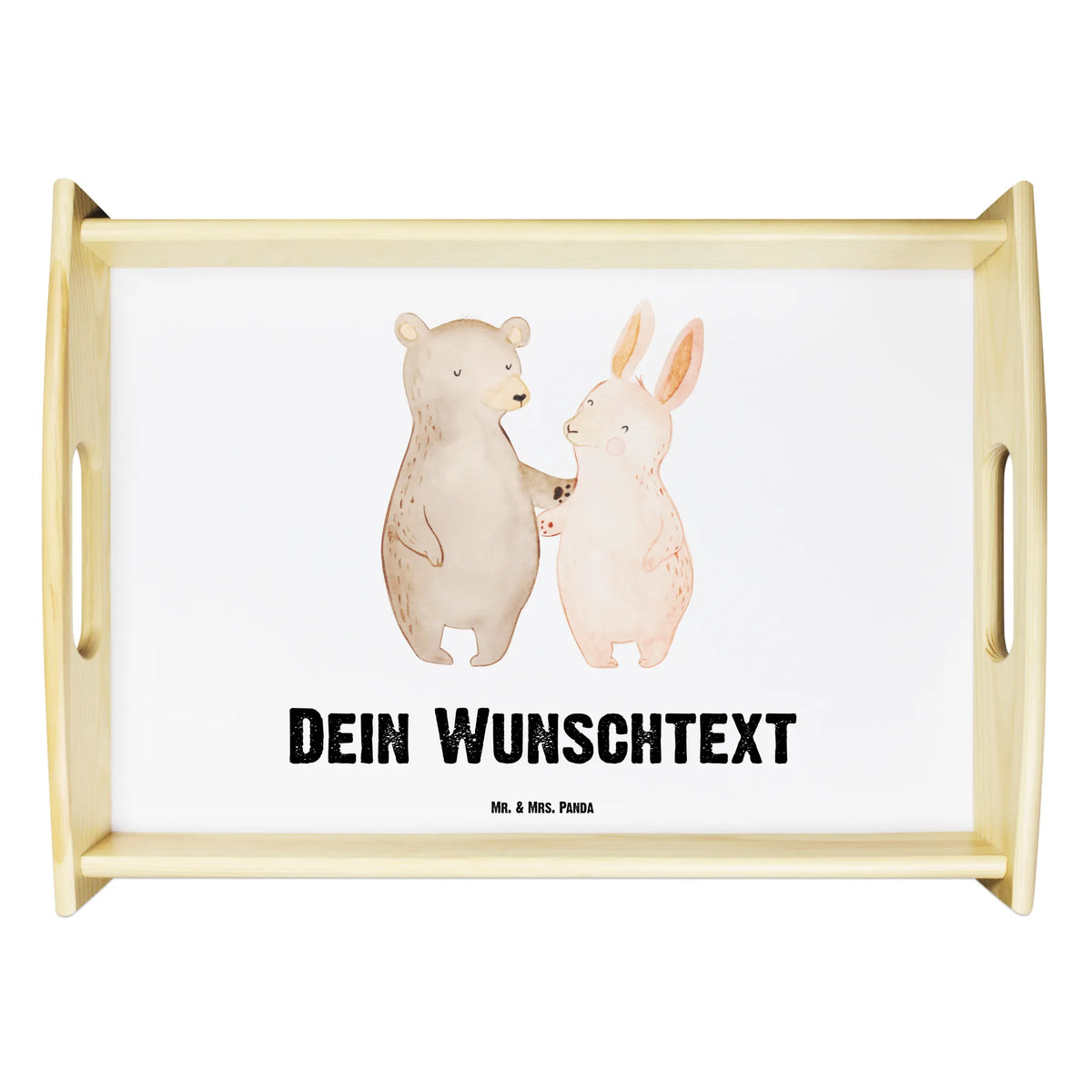 Personalised serving tray bear and rabbit Embrace Love, Loving, Two, Together, Marriage, Engagement, Proposal of marriage, Love gift, gift for her, gift for him, anniversary gift, best friends, best friend, bear, friends, rabbit