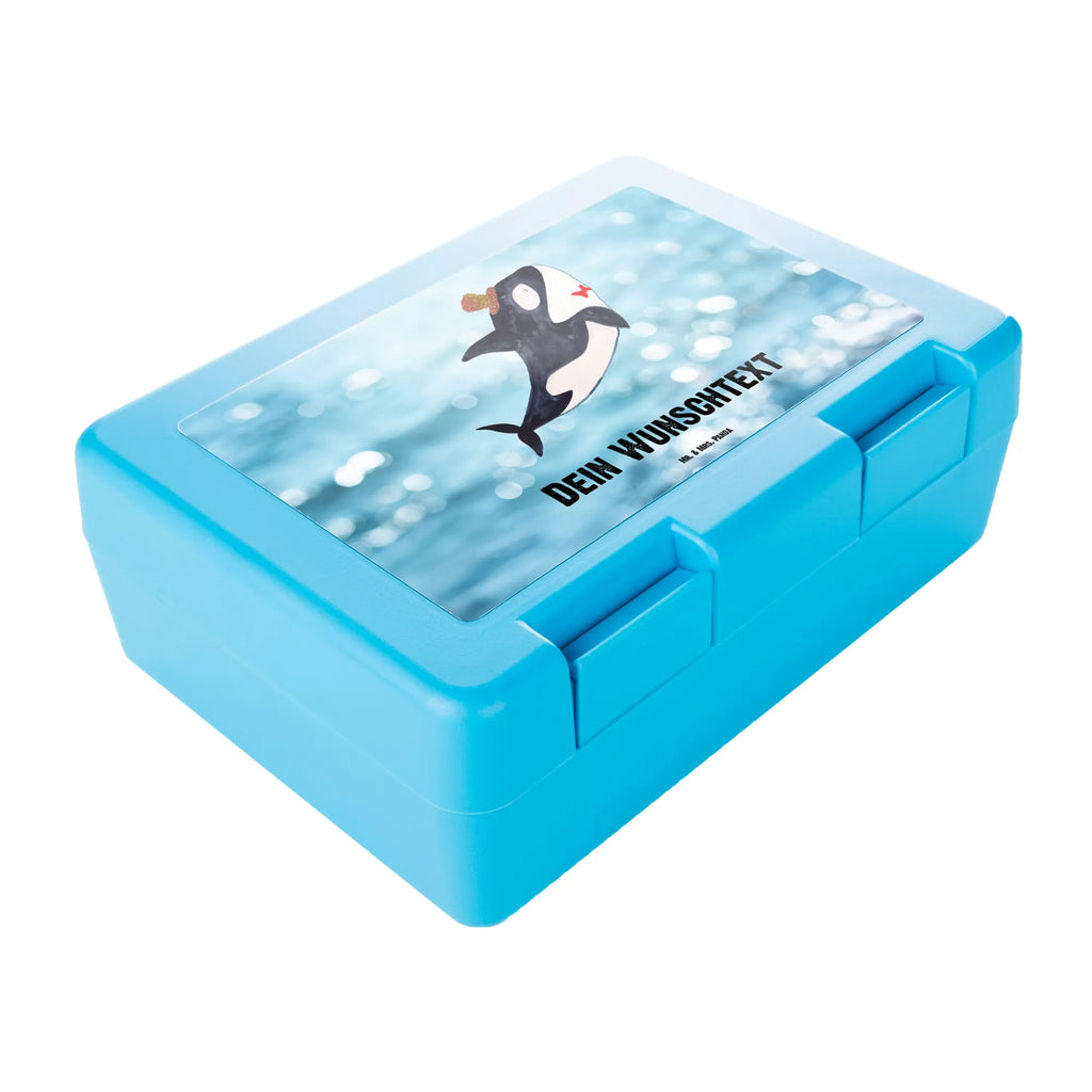 Personalised lunch box orca cylinder Seafood, aquatic animals, ocean, sea, fish, shells, corals, reef, whale, narwhal, sea urchin, lobster, platypus, turtle, manatee, crocodile, orca, shrimp, gifts for seafood lovers, water world, underwater animals, underwater world, vacation, deep sea, seafood fans, gift ideas, seafood decoration, seafood posters, party, celebration, birthday, glitter, congratulations, feast, confetti