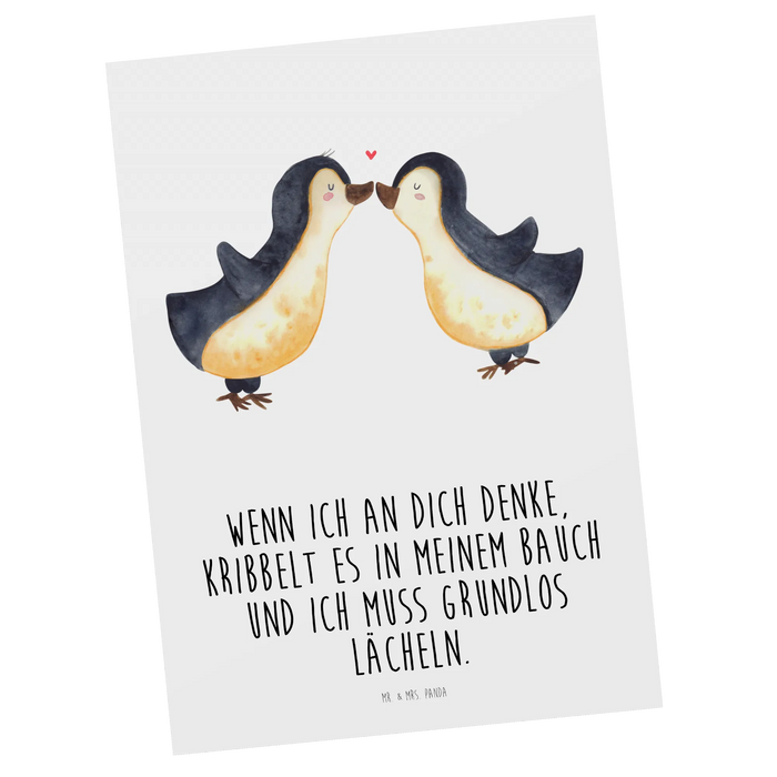 Postkarte Pinguine Kuss