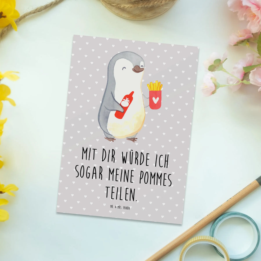 Postkarte Pinguin Pommes