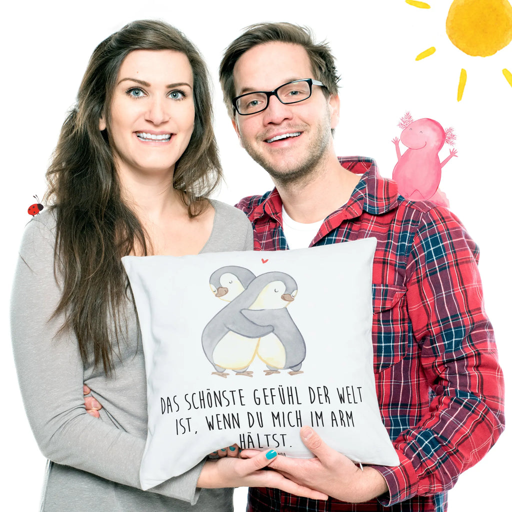 40x40 poduszka Pingwiny przytulanie Miłość, partner, przyjaciel, przyjaciółka, mąż, żona, wesele, zaręczyny, prośba o rękę, prezent miłosny, rocznica, dzień ślubu