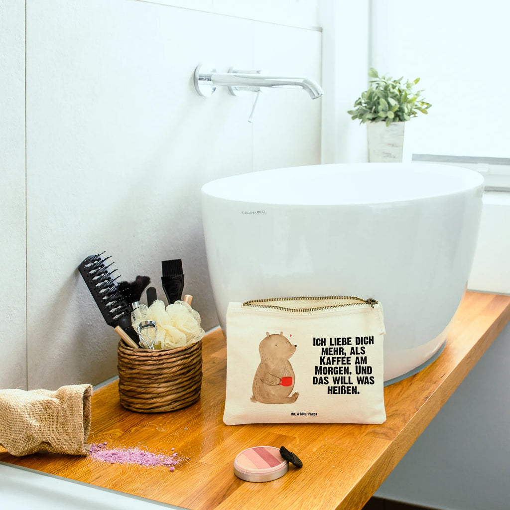 torebka na makijaż Niedźwiedź Poranna kawa Miłość, partner, przyjaciel, przyjaciółka, mąż, żona, wesele, zaręczyny, prośba o rękę, prezent miłosny, rocznica, dzień ślubu