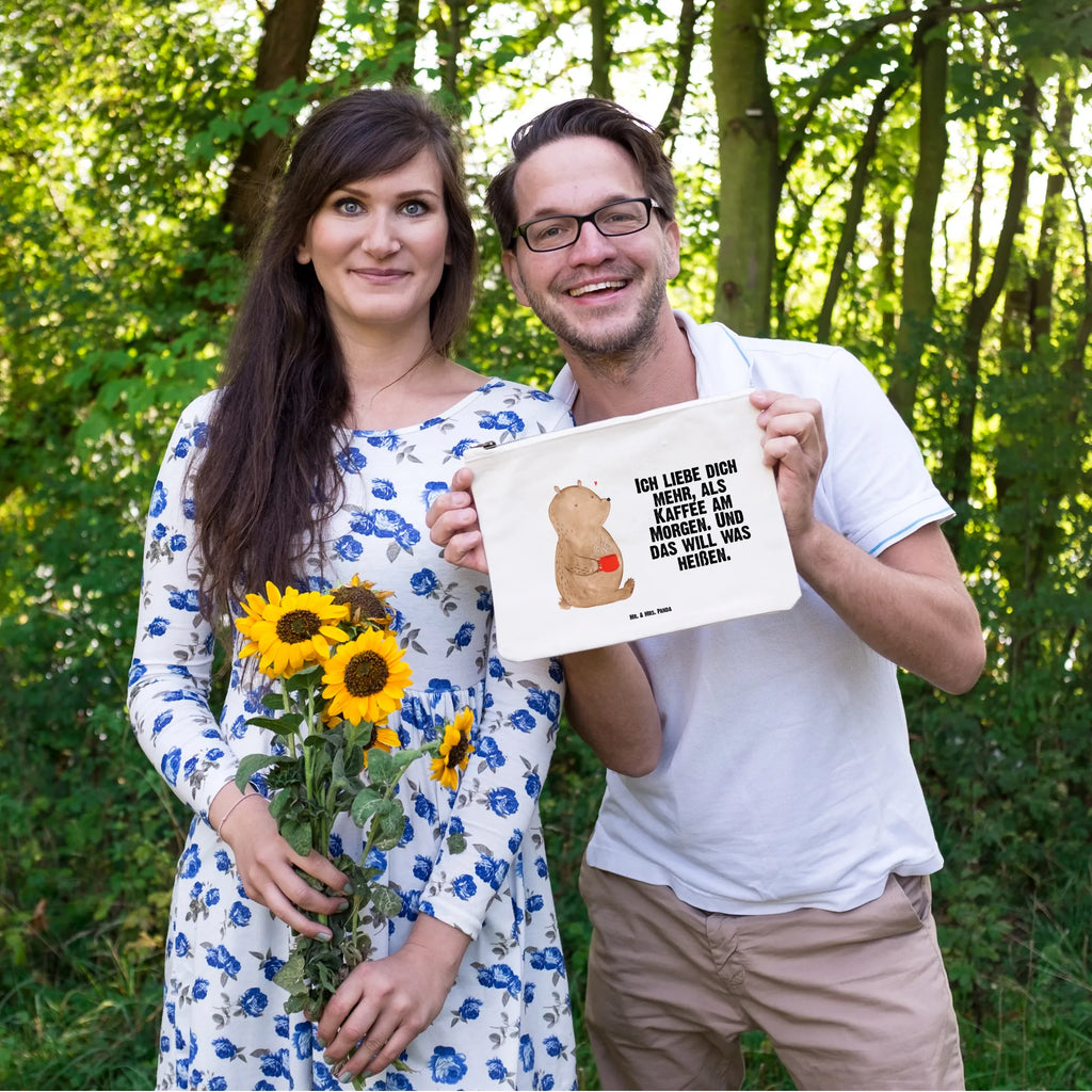torebka na makijaż Niedźwiedź Poranna kawa Miłość, partner, przyjaciel, przyjaciółka, mąż, żona, wesele, zaręczyny, prośba o rękę, prezent miłosny, rocznica, dzień ślubu