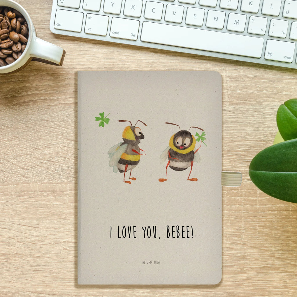Bawełniany notatnik DIN A4 pszczoły para Miłość, partner, przyjaciel, przyjaciółka, mąż, żona, wesele, zaręczyny, prośba o rękę, prezent miłosny, rocznica, dzień ślubu
