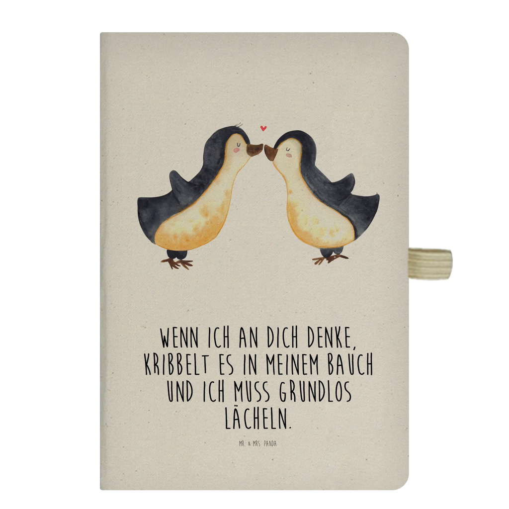 Bawełniany notatnik DIN A4 Pingwiny Pocałunek Miłość, partner, przyjaciel, przyjaciółka, mąż, żona, wesele, zaręczyny, prośba o rękę, prezent miłosny, rocznica, dzień ślubu
