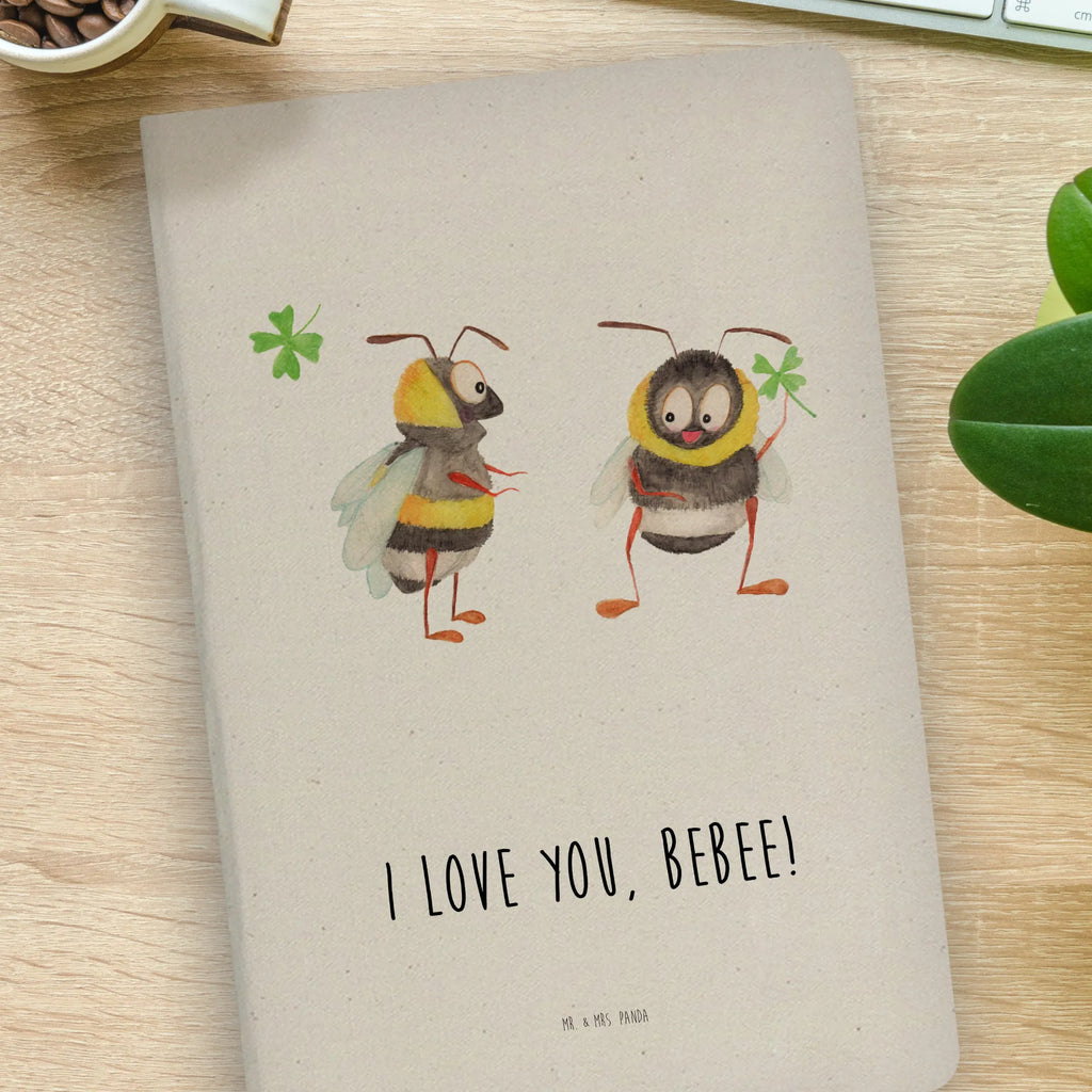 Bawełniany notatnik DIN A4 pszczoły para Miłość, partner, przyjaciel, przyjaciółka, mąż, żona, wesele, zaręczyny, prośba o rękę, prezent miłosny, rocznica, dzień ślubu