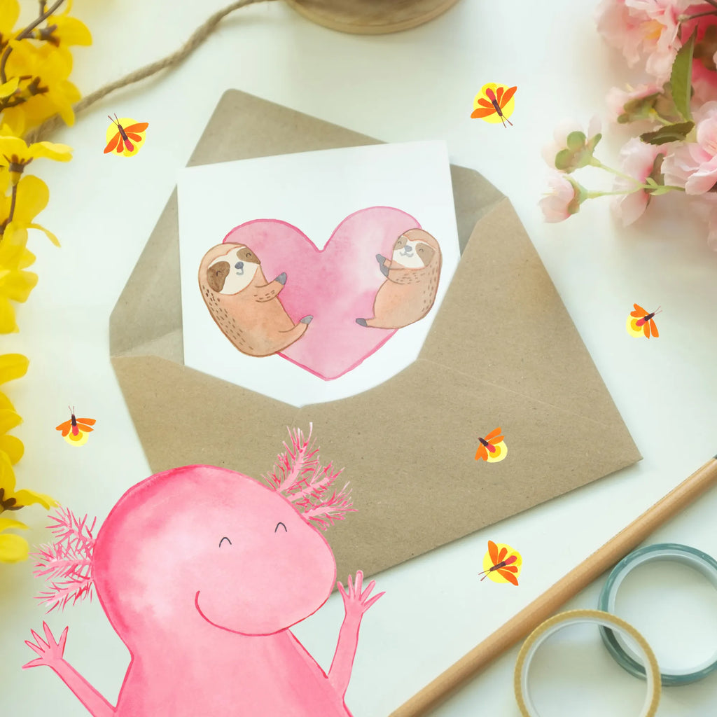 Spersonalizowana kartka z życzeniami leniwce Serce Miłość, partner, przyjaciel, przyjaciółka, mąż, żona, wesele, zaręczyny, prośba o rękę, prezent miłosny, rocznica, dzień ślubu