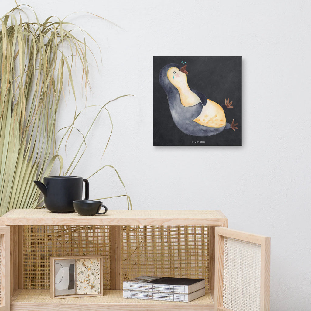 Canvas picture Penguin Laugh Dekoration, Kunstdruck, Bild, Wanddeko, Leinwand, Pinguin, Pinguine, lustiger Spruch, Lachen, Fröhlichkeit, Fröhlich, Optimismus, Humor